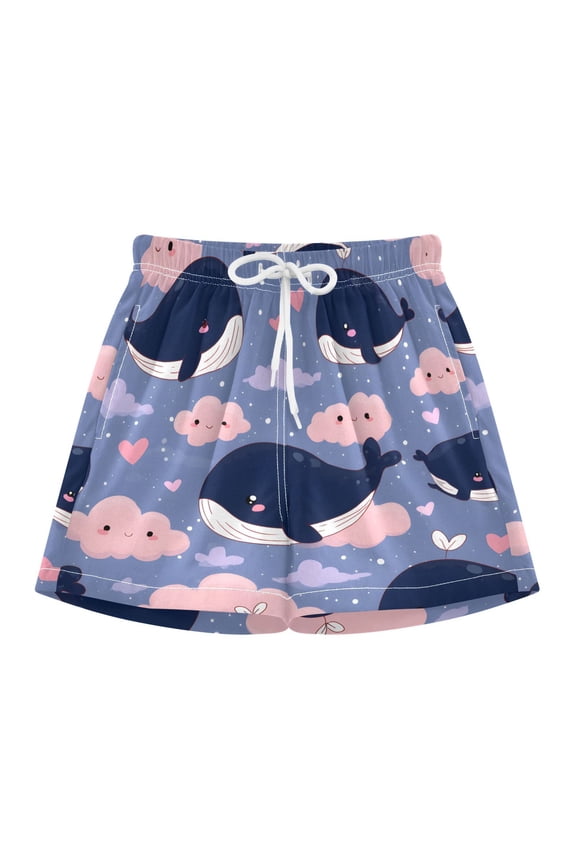 BZSMCE Swim Shorts Blue Whale Pattern For Quick-Dry Shorts With Anti-Chafe Liner