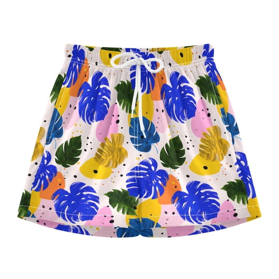BZSMCE Swim Shorts Bright Leaf Pattern For Quick-Dry Shorts With Anti-Chafe Liner