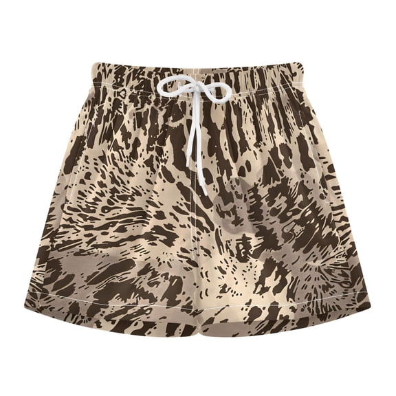 BZSMCE Swim Shorts Brown Leopard Print Pattern For Quick-Dry Shorts With Anti-Chafe Liner