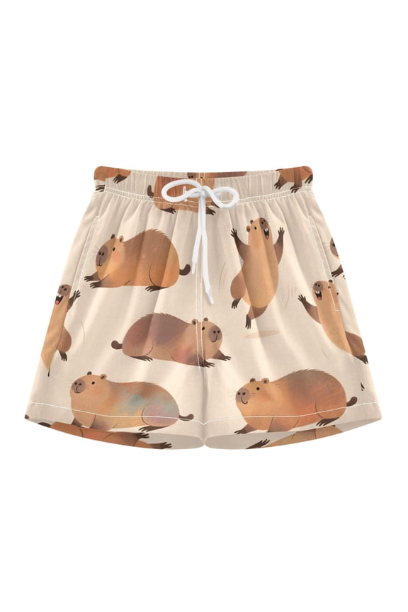 BZSMCE Swim Shorts Capibara Pattern For Quick-Dry Shorts With Anti-Chafe Liner