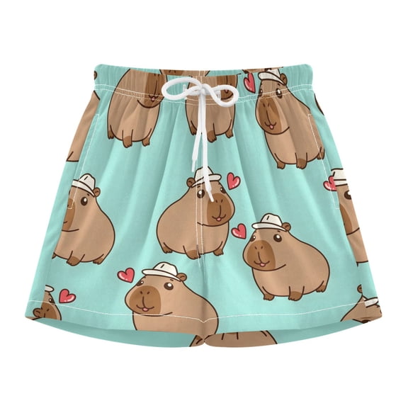 BZSMCE Swim Shorts Capybare Take in Cap Pattern For Quick-Dry Shorts With Anti-Chafe Liner