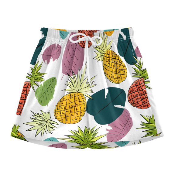 BZSMCE Swim Shorts Colorful Pineapple Leave Pattern For Quick-Dry Shorts With Anti-Chafe Liner