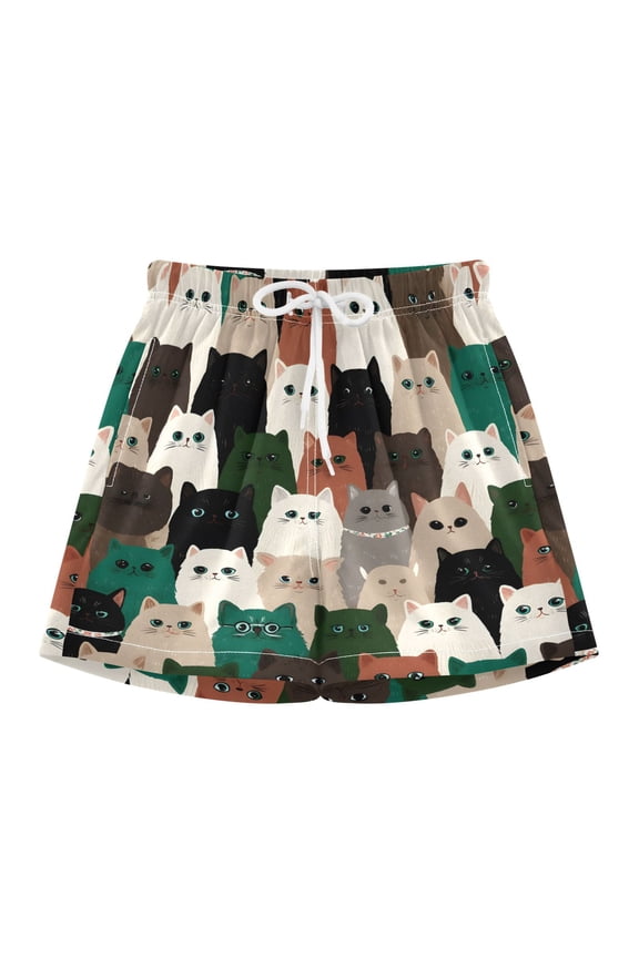 BZSMCE Swim Shorts Cute Cat Pattern For Quick-Dry Shorts With Anti-Chafe Liner