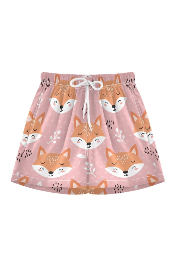 BZSMCE Swim Shorts Cute Fox For Quick-Dry Shorts With Anti-Chafe Liner