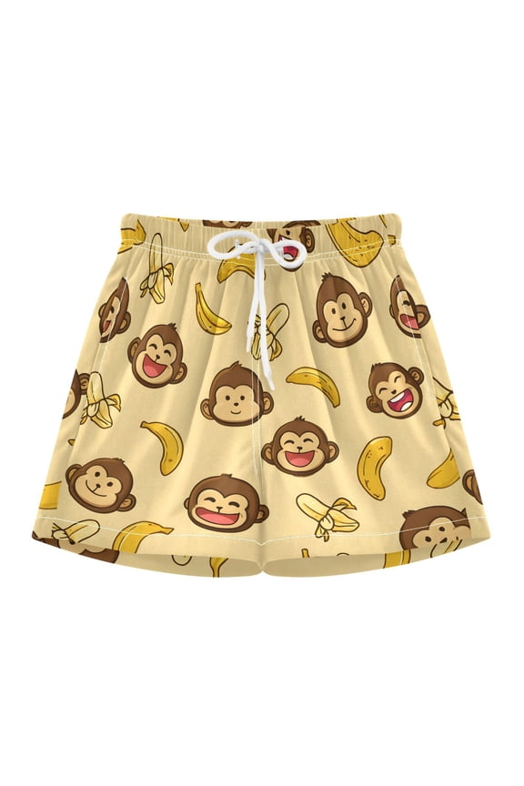BZSMCE Swim Shorts Cute Monkey Pattern For Quick-Dry Shorts With Anti-Chafe Liner