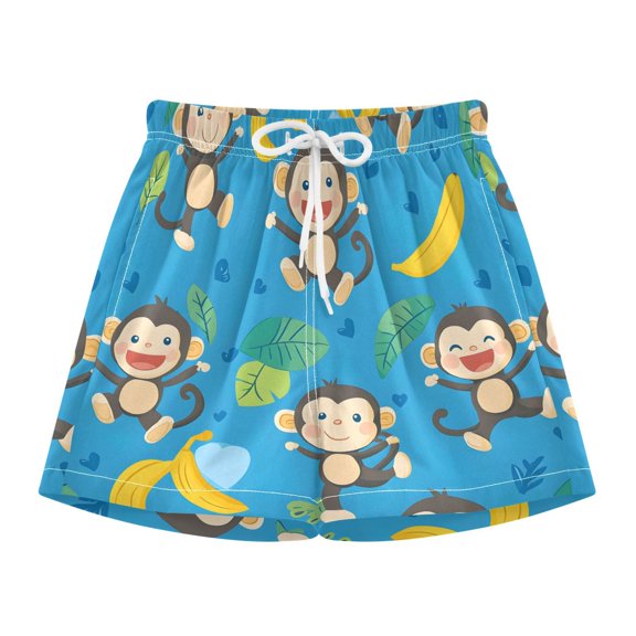 BZSMCE Swim Shorts Cute Monkey Pattern Pattern For Quick-Dry Shorts With Anti-Chafe Liner