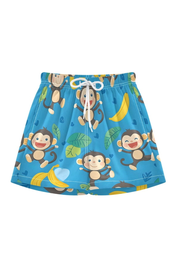 BZSMCE Swim Shorts Cute Monkey Pattern Pattern For Quick-Dry Shorts With Anti-Chafe Liner