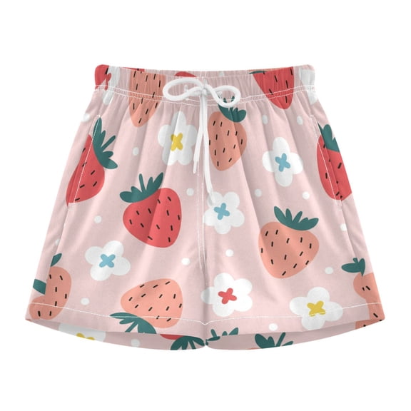 BZSMCE Swim Shorts Cute Strawberry For Quick-Dry Shorts With Anti-Chafe Liner