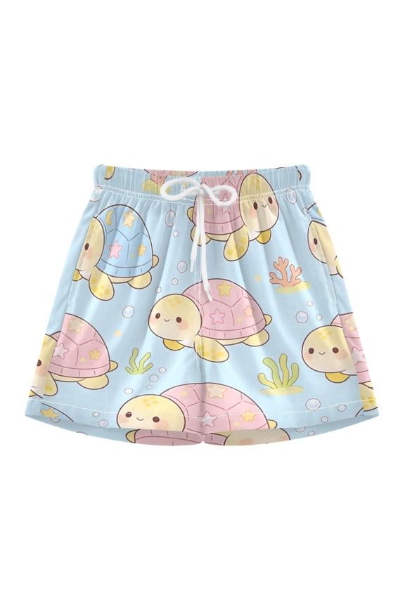BZSMCE Swim Shorts Cute Turtle For Quick-Dry Shorts With Anti-Chafe Liner