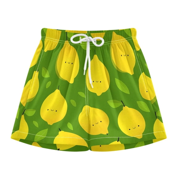 BZSMCE Swim Shorts Cute Yellow Lemon Pattern For Quick-Dry Shorts With Anti-Chafe Liner