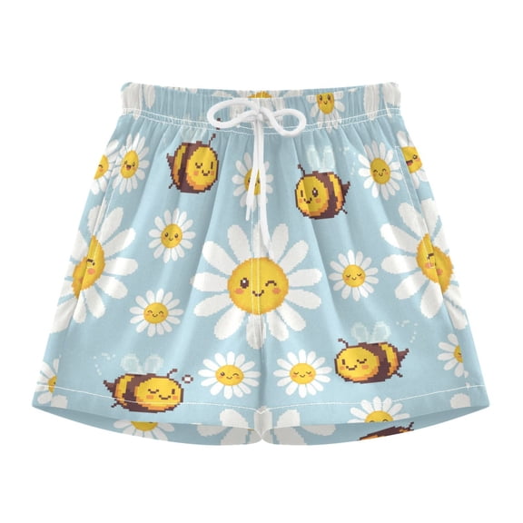 BZSMCE Swim Shorts Daisy Flower Bees For Quick-Dry Shorts With Anti-Chafe Liner