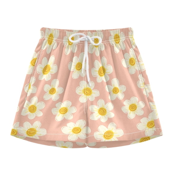BZSMCE Swim Shorts Daisy Pattern For Quick-Dry Shorts With Anti-Chafe Liner