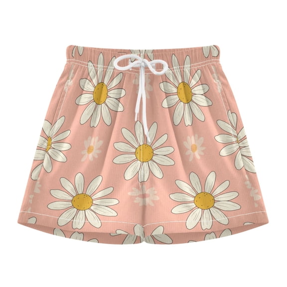 BZSMCE Swim Shorts Daisy Pattern For Quick-Dry Shorts With Anti-Chafe Liner