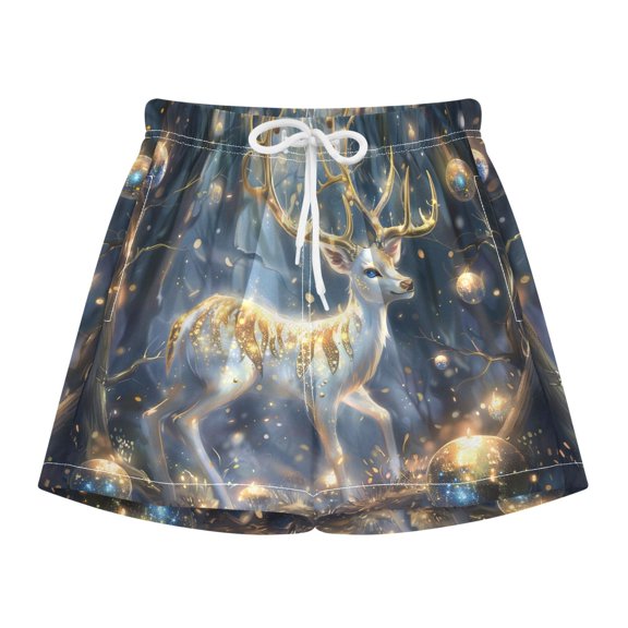 BZSMCE Swim Shorts Deer Forest Golden Light For Quick-Dry Shorts With Anti-Chafe Liner
