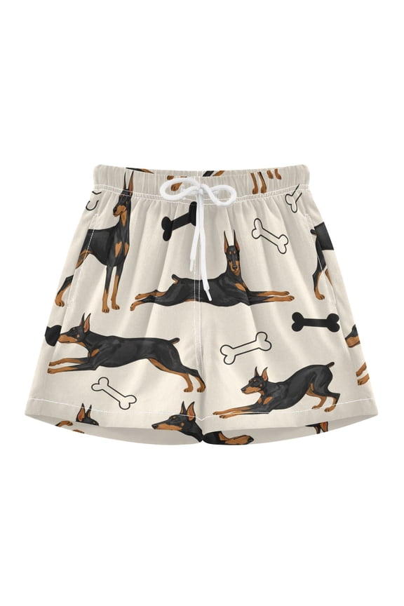 BZSMCE Swim Shorts Doberman with Bones For Quick-Dry Shorts With Anti-Chafe Liner