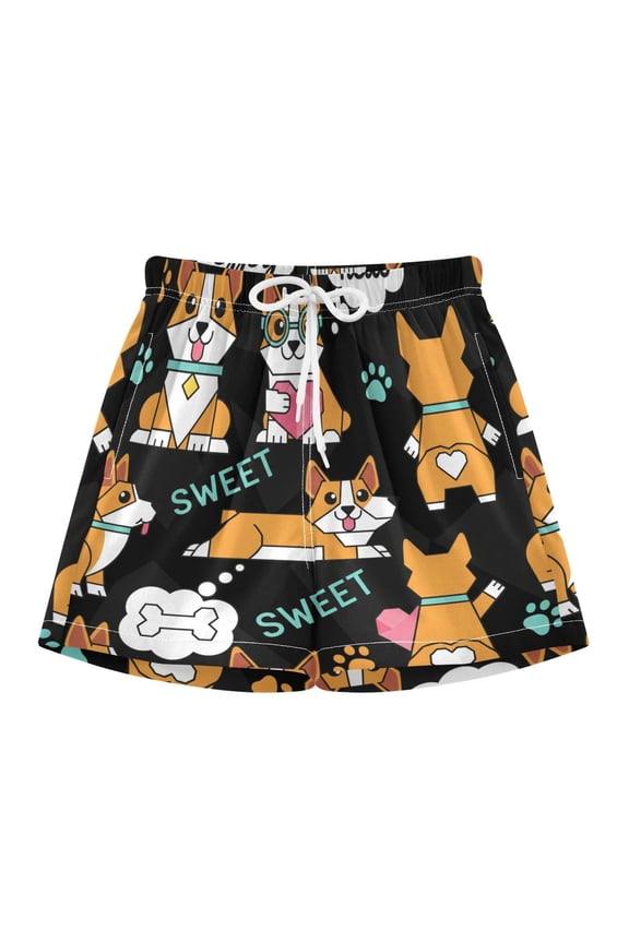 BZSMCE Swim Shorts Dogs Corgi For Quick-Dry Shorts With Anti-Chafe Liner
