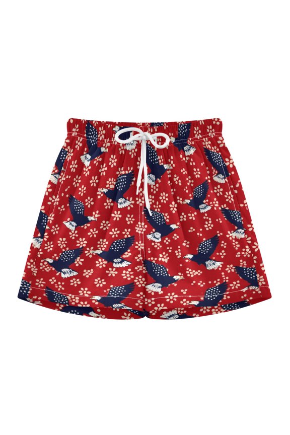 BZSMCE Swim Shorts Eagle Flower Pattern For Quick-Dry Shorts With Anti-Chafe Liner