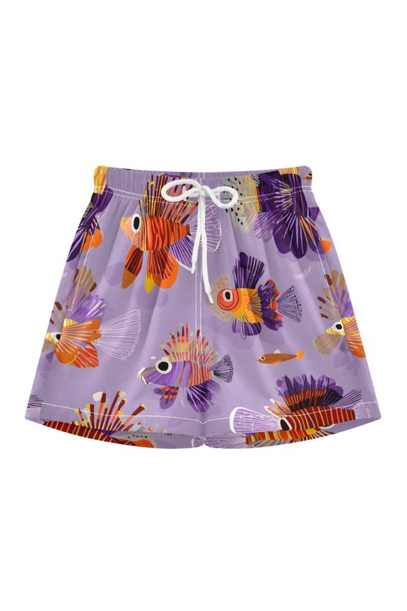 BZSMCE Swim Shorts Fish Pattern For Quick-Dry Shorts With Anti-Chafe Liner