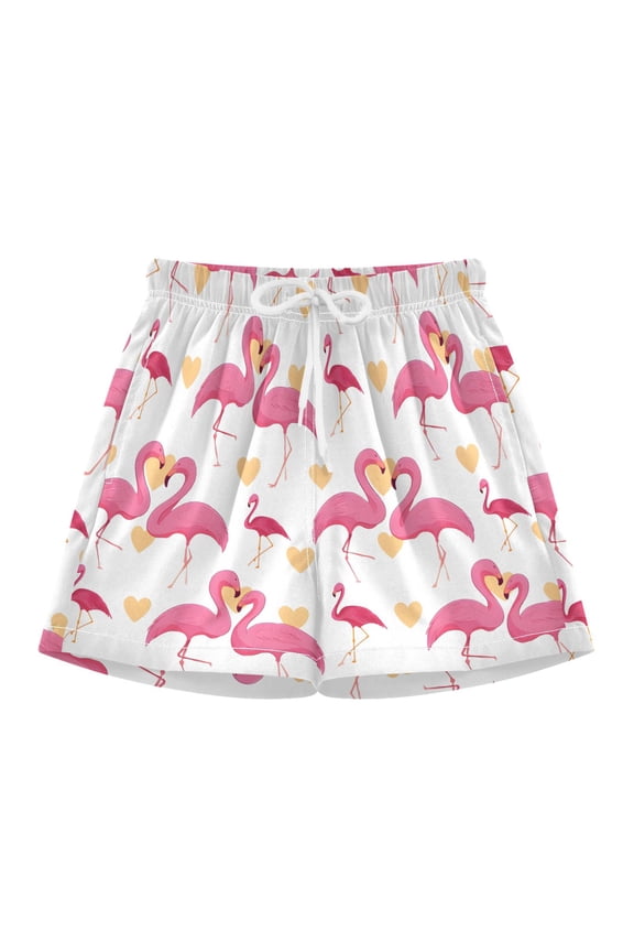 BZSMCE Swim Shorts Flamingo in Love Pattern For Quick-Dry Shorts With Anti-Chafe Liner