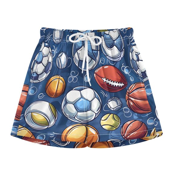 BZSMCE Swim Shorts Football Rugby Baseball Basketball Pattern For Quick-Dry Shorts With Anti-Chafe Liner
