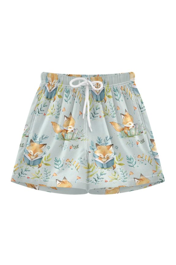 BZSMCE Swim Shorts Fox Reading Pattern For Quick-Dry Shorts With Anti-Chafe Liner