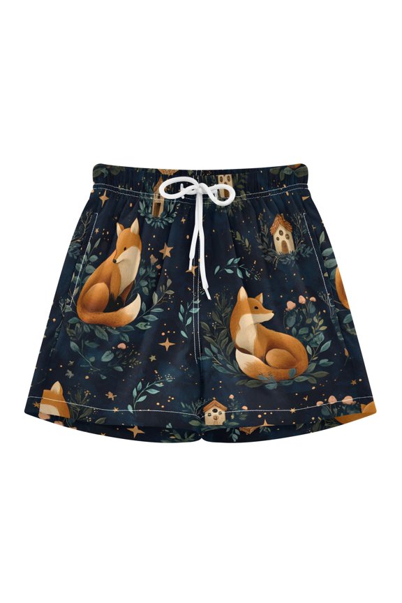 BZSMCE Swim Shorts Fox Star Pattern For Quick-Dry Shorts With Anti-Chafe Liner