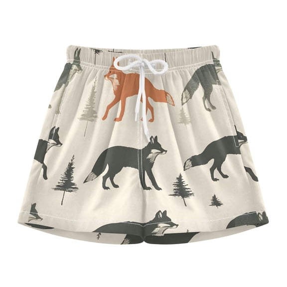BZSMCE Swim Shorts Fox Tree Pattern For Quick-Dry Shorts With Anti-Chafe Liner