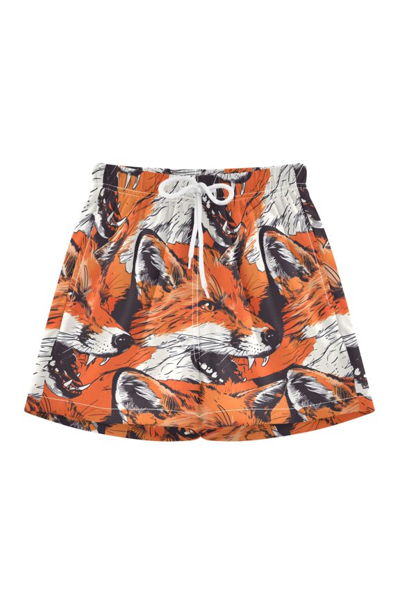 BZSMCE Swim Shorts Fox with Open Mouth Pattern For Quick-Dry Shorts With Anti-Chafe Liner