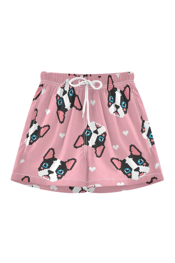 BZSMCE Swim Shorts French Bulldog Dog Heart For Quick-Dry Shorts With Anti-Chafe Liner