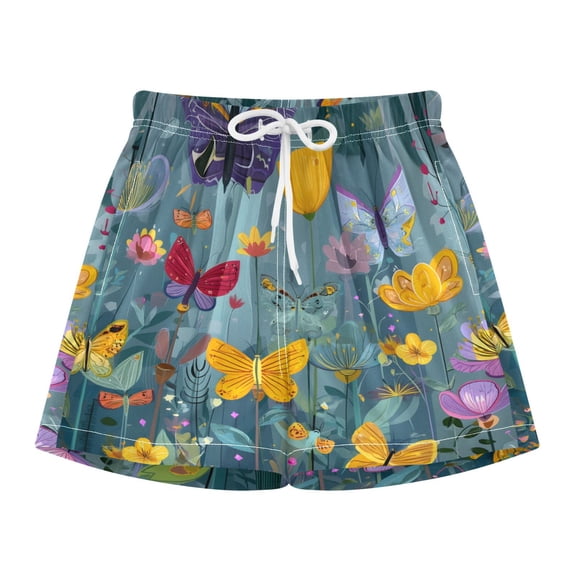 BZSMCE Swim Shorts Garden Butterfly For Quick-Dry Shorts With Anti-Chafe Liner