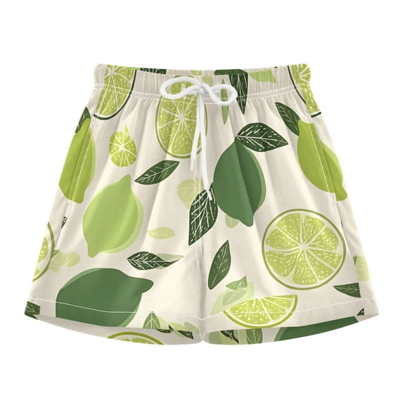 BZSMCE Swim Shorts Green Lemon Pattern For Quick-Dry Shorts With Anti-Chafe Liner