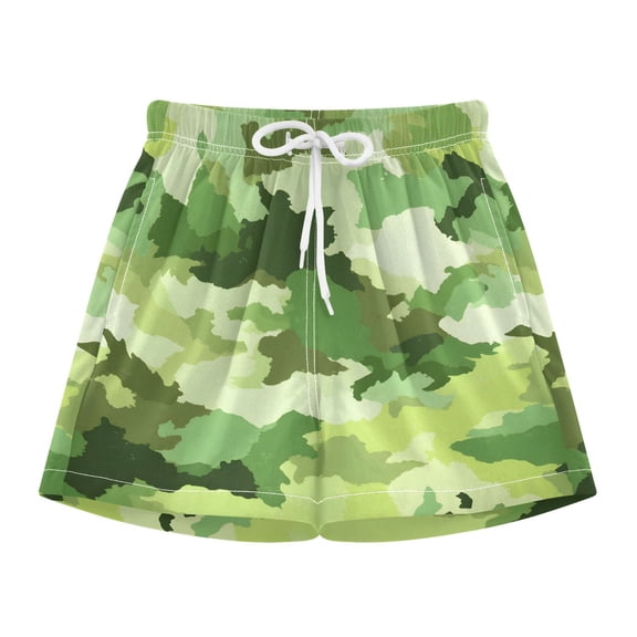 BZSMCE Swim Shorts Green Light Green Camouflage Pattern For Quick-Dry Shorts With Anti-Chafe Liner