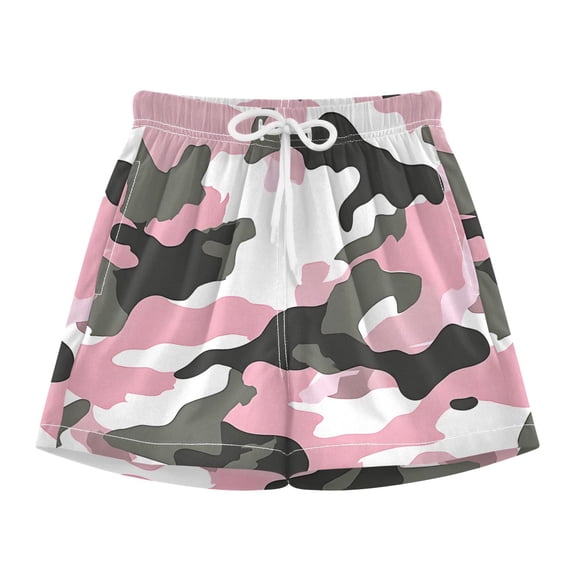 BZSMCE Swim Shorts Green Pink Camouflage Pattern For Quick-Dry Shorts With Anti-Chafe Liner