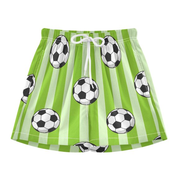 BZSMCE Swim Shorts Green Striped Football For Quick-Dry Shorts With Anti-Chafe Liner
