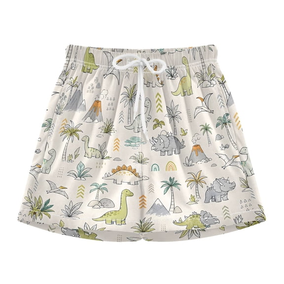 BZSMCE Swim Shorts Hand Drawn Dinosaur Pattern For Quick-Dry Shorts With Anti-Chafe Liner
