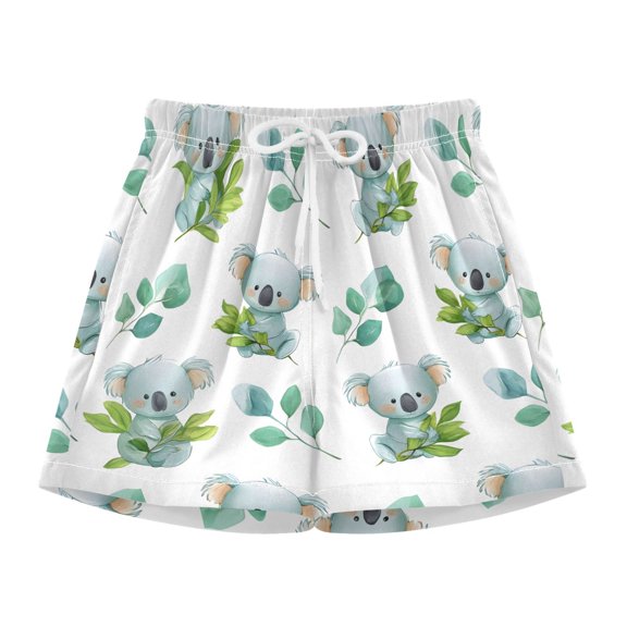 BZSMCE Swim Shorts Koala Eucalyptus Leaves Pattern For Quick-Dry Shorts With Anti-Chafe Liner