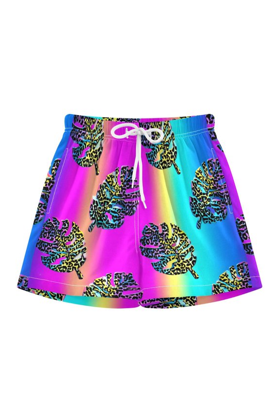 BZSMCE Swim Shorts Laser Background Turtle Shell Leaf Pattern For Quick-Dry Shorts With Anti-Chafe Liner