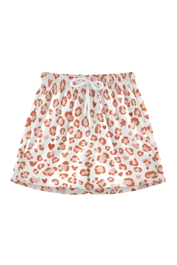 BZSMCE Swim Shorts Light Red Leopard Pattern For Quick-Dry Shorts With Anti-Chafe Liner