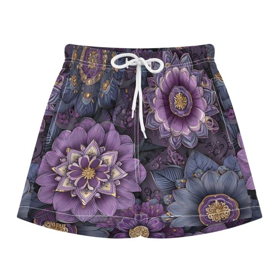 BZSMCE Swim Shorts Mandala Flowers Pattern For Quick-Dry Shorts With Anti-Chafe Liner