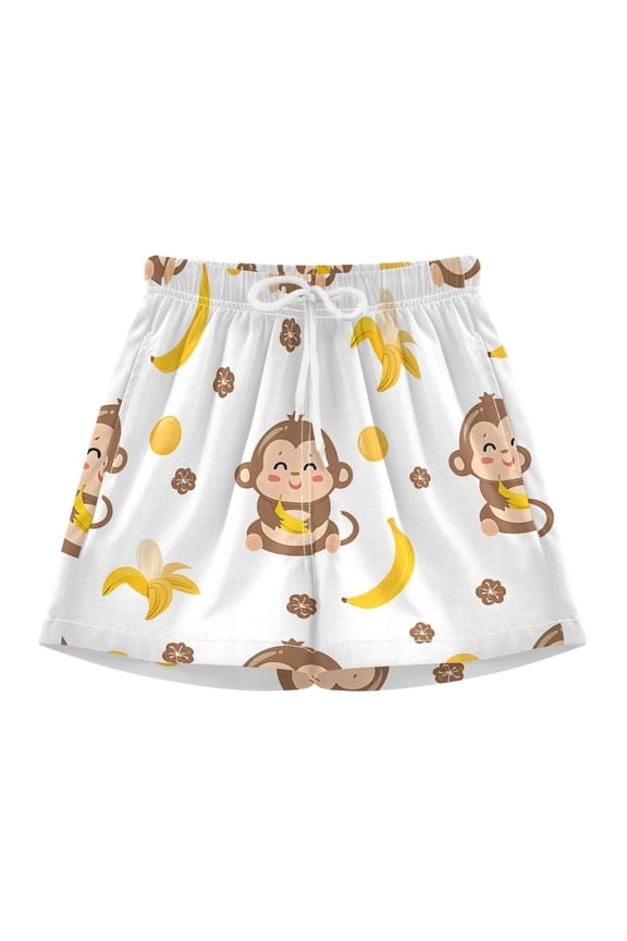 BZSMCE Swim Shorts Monkey Banana Pattern For Quick-Dry Shorts With Anti-Chafe Liner
