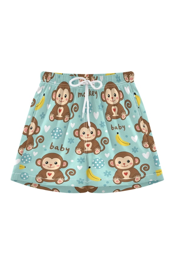 BZSMCE Swim Shorts Monkey Bananas For Quick-Dry Shorts With Anti-Chafe Liner