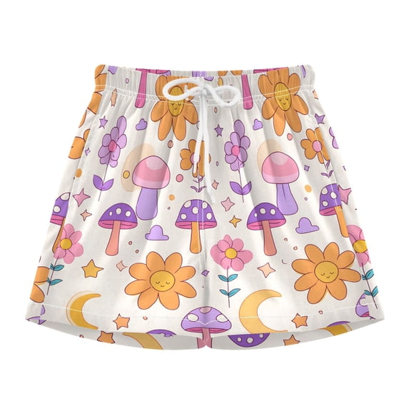 BZSMCE Swim Shorts Mushroom Flower Pattern For Quick-Dry Shorts With Anti-Chafe Liner