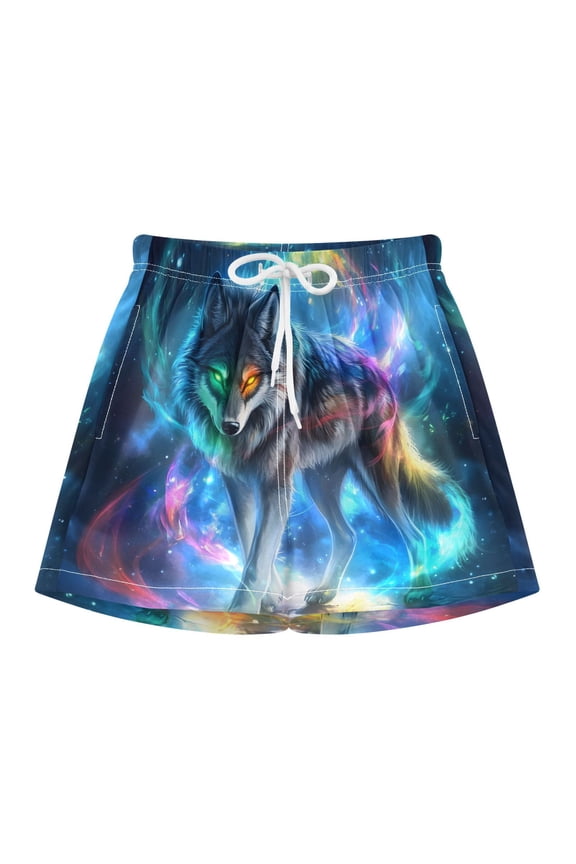 BZSMCE Swim Shorts Neon Wolf For Quick-Dry Shorts With Anti-Chafe Liner