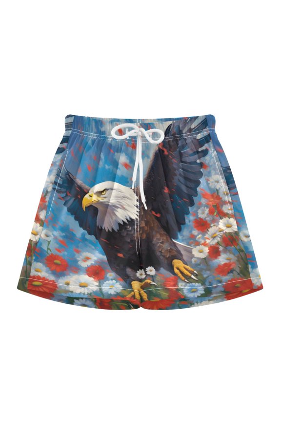 BZSMCE Swim Shorts Painting Eagle Flying For Quick-Dry Shorts With Anti-Chafe Liner
