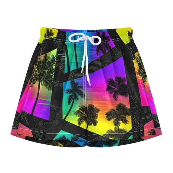 BZSMCE Swim Shorts Palm Tree Pattern For Quick-Dry Shorts With Anti-Chafe Liner