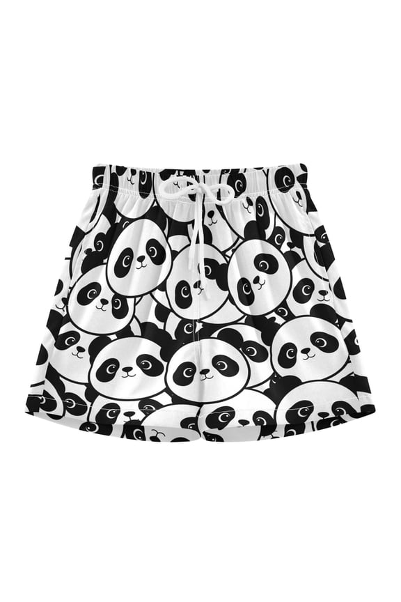 BZSMCE Swim Shorts Panda Head Pattern For Quick-Dry Shorts With Anti-Chafe Liner