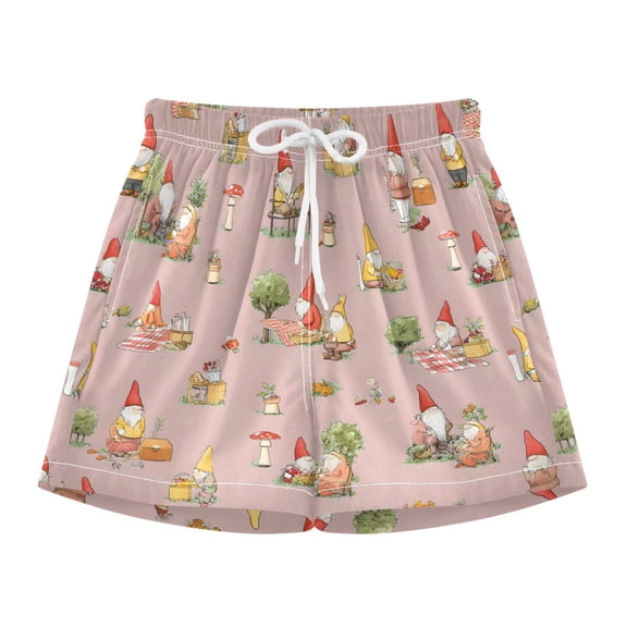 BZSMCE Swim Shorts Picnic Gnomes Pattern For Quick-Dry Shorts With Anti-Chafe Liner