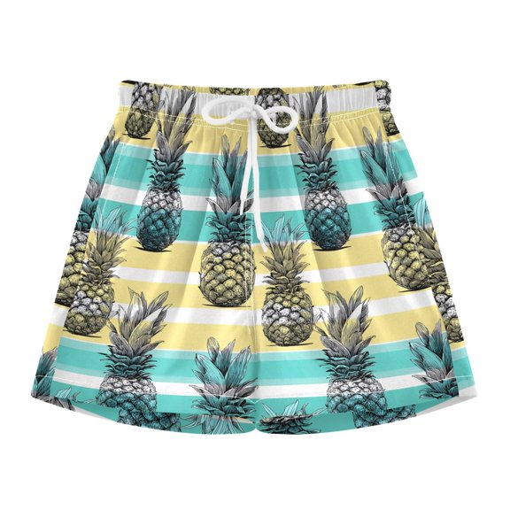 BZSMCE Swim Shorts Pineapple Pattern For Quick-Dry Shorts With Anti-Chafe Liner