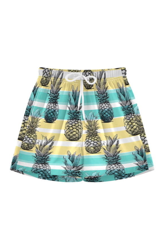 BZSMCE Swim Shorts Pineapple Pattern For Quick-Dry Shorts With Anti-Chafe Liner