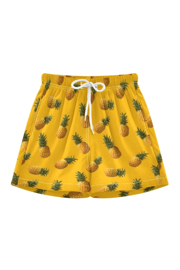 BZSMCE Swim Shorts Pineapple Slices Scattered Pattern For Quick-Dry Shorts With Anti-Chafe Liner